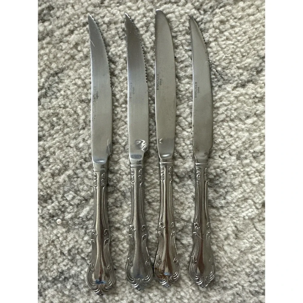 4 Wallace ASHFORD Stainless 18/10 China Glossy Silverware Dinner Knife Flatware